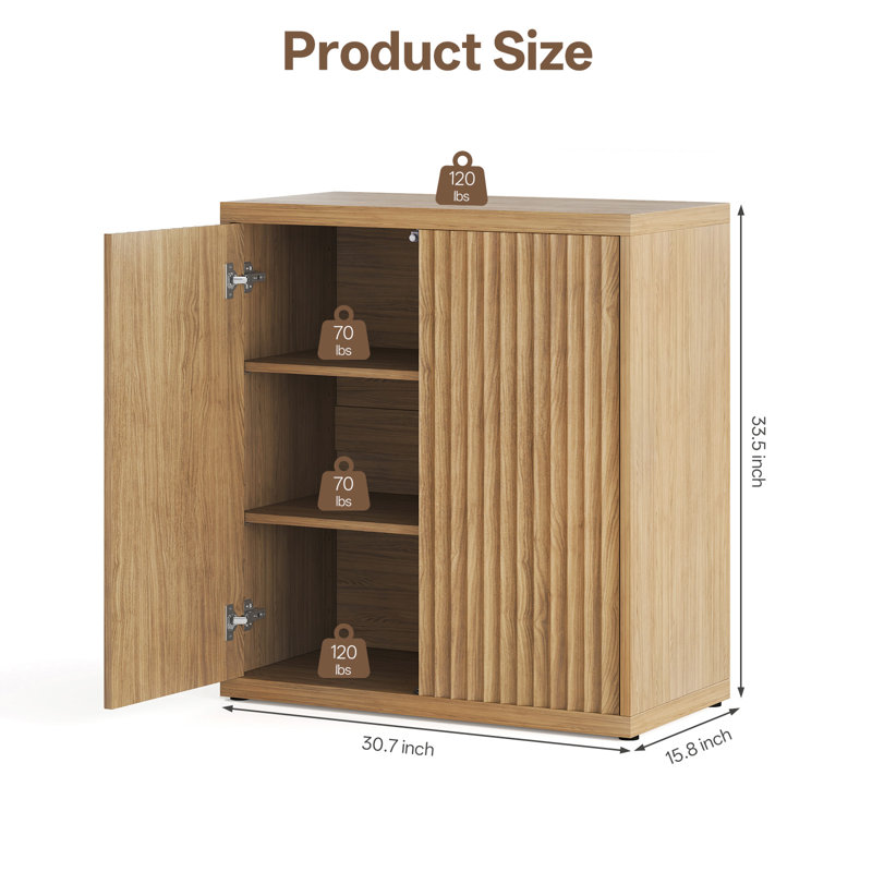 Armoire de rangement avec portes et tablettes Aguilera, Naturel