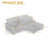3 - Piece Upholstered Light Gray Faux Rabbit Fur Flannel Modular Sectional Sofa with Throw Pillows & Removable Ottomans-2100778610