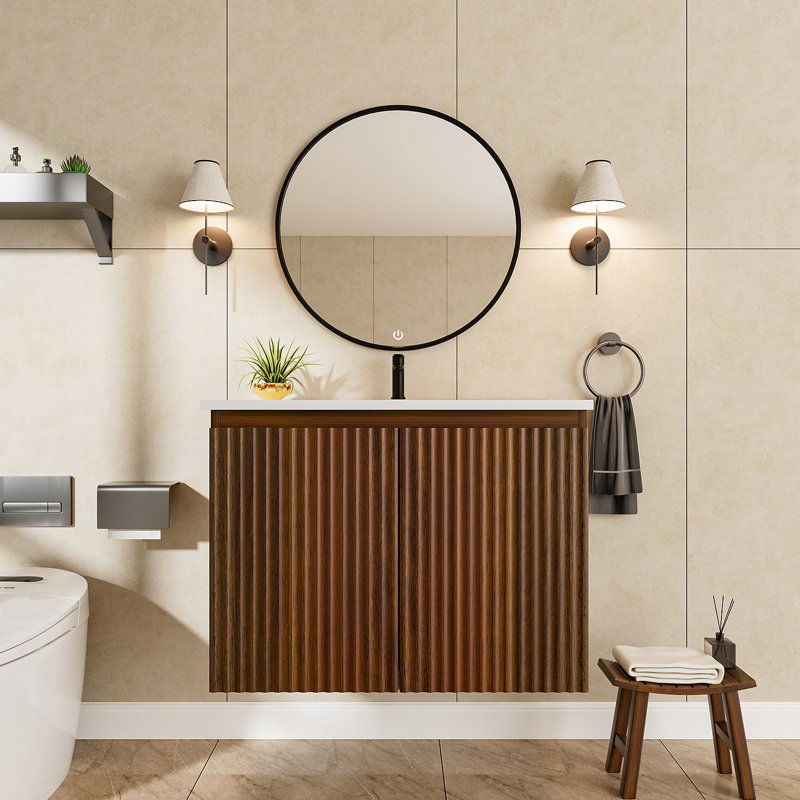 Armoire murale pliante de 30 pouces avec évier crème - Installation brevetée en 1 minute, peu encombrante et facile à assembler, style moderne