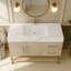 Meuble-lavabo moderne avec lavabo en céramique sans couture et armoire autoportante décorative dorée, pour des salles de bain élégantes et fonctionnelles.-924538649-924538655