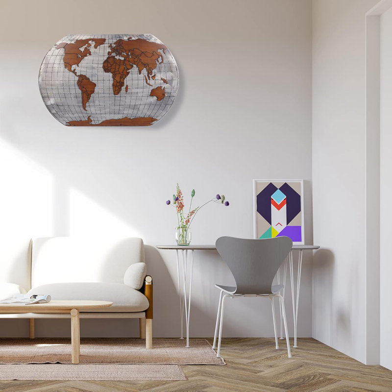 Grande carte du monde moderne d'art mural