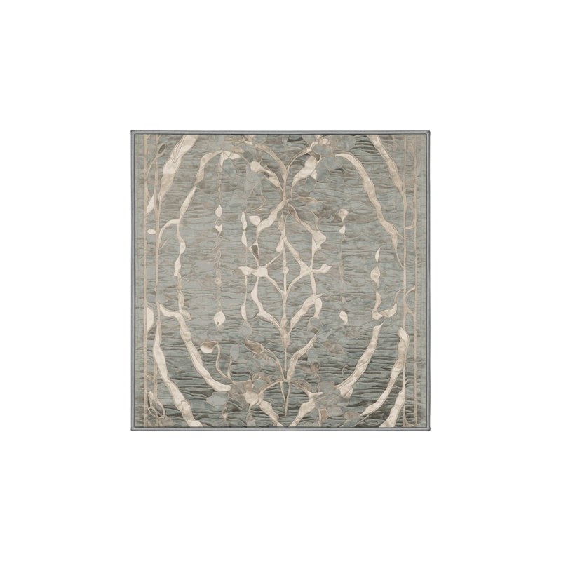 Machine Washable Gray Area Rug, Square 4'