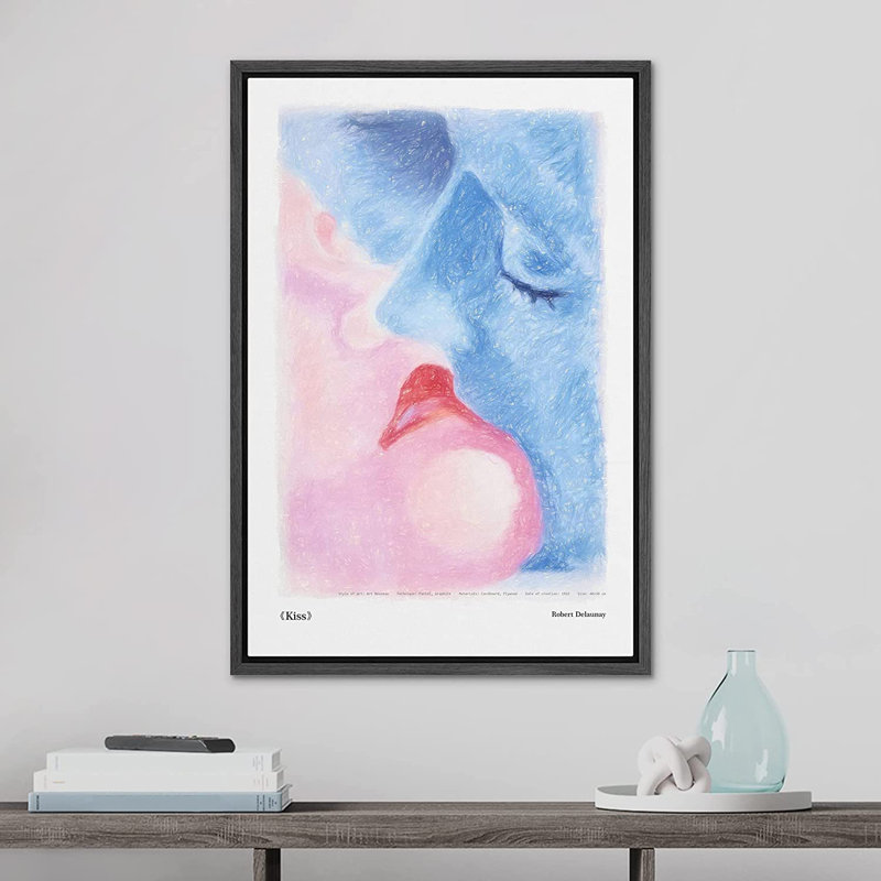 «The Kiss» par Robert Delaunay - Impression sur toile, Cadre noir, H 24 po x l 16 po x P 1,5 po