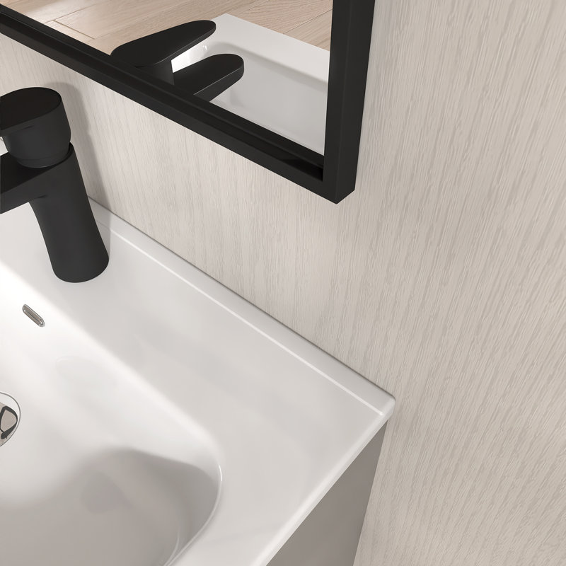 Meuble-lavabo mural 24 po avec comptoir en céramique, Gris