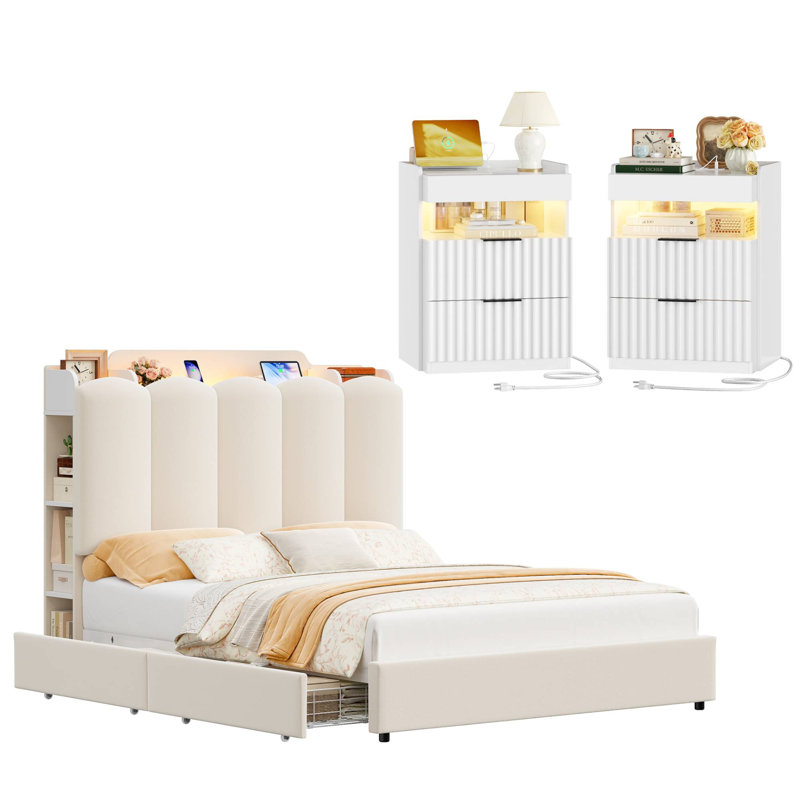 Ensemble de chambre à coucher 3 pièces, Double