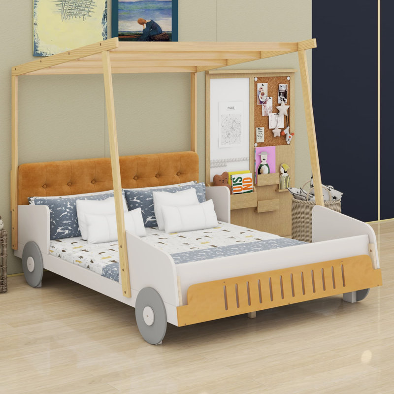 Lit voiture avec coussin, toile de plafond , Double