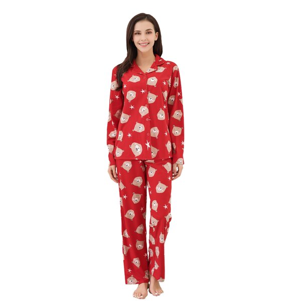 Winesburg RH Pajama Set Plaid Women's Printed Comfy Fleece Long  Sleep-Lounge Night RHW2857