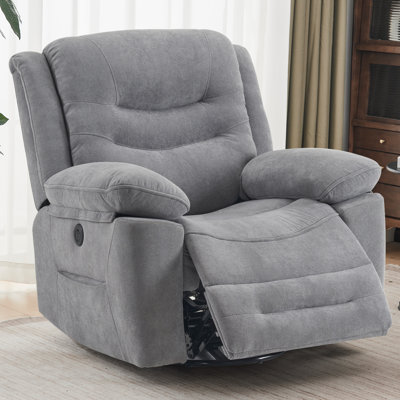 Ebern Designs Large Electric Power Swivel Rocker Recliner with Massage Vibration,Chenille Fabric by Ebern Designs