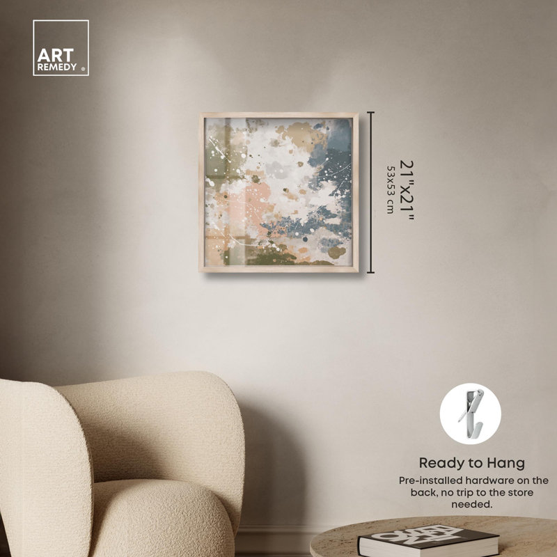 «Splatter Effect II», reproduction d'art abstrait par Art Remedy, H 21 po x l 21 po, Crème, crème