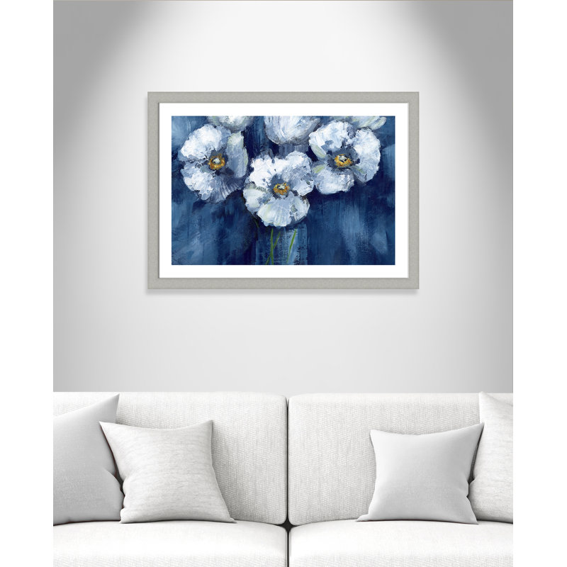 Abshire Blooming Poppies, reproduction d'art encadrée, Argent brossé, H 27 po x l 37 po x P 1,25 po