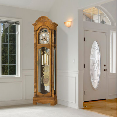 213.4cm Solid + Manufactured Wood Grandfather Clock with Adjustable Chime Volume