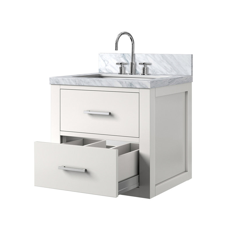 Meuble-lavabo simple blanc 20 po X P 18 po D, dessus en acrylique et robinet, Blanc