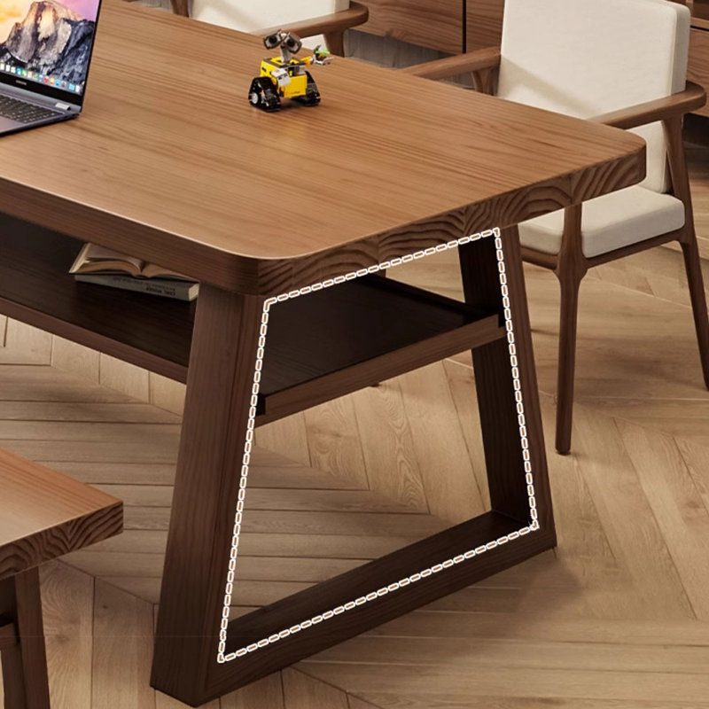 Bureau rectangulaire brun en bois massif, H 29,53 po x l 62,99 po x P 31,5 po