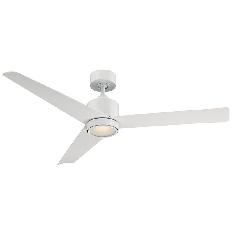 54" Lotus 3 - Blade Outdoor Smart Ceiling Fan with Remote Control and LED Light Kit Included, Works With Alexa and iOS or Android App