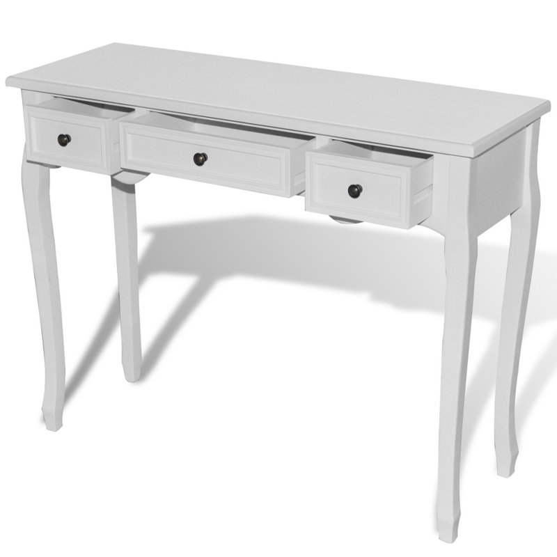 Fairford Dressing Console Table with Three Drawers White