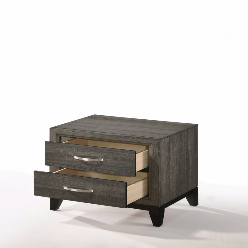 Table de chevet au fini gris patiné