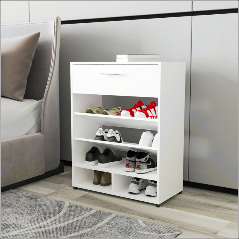 White Shoe Rack With 1-Drawer