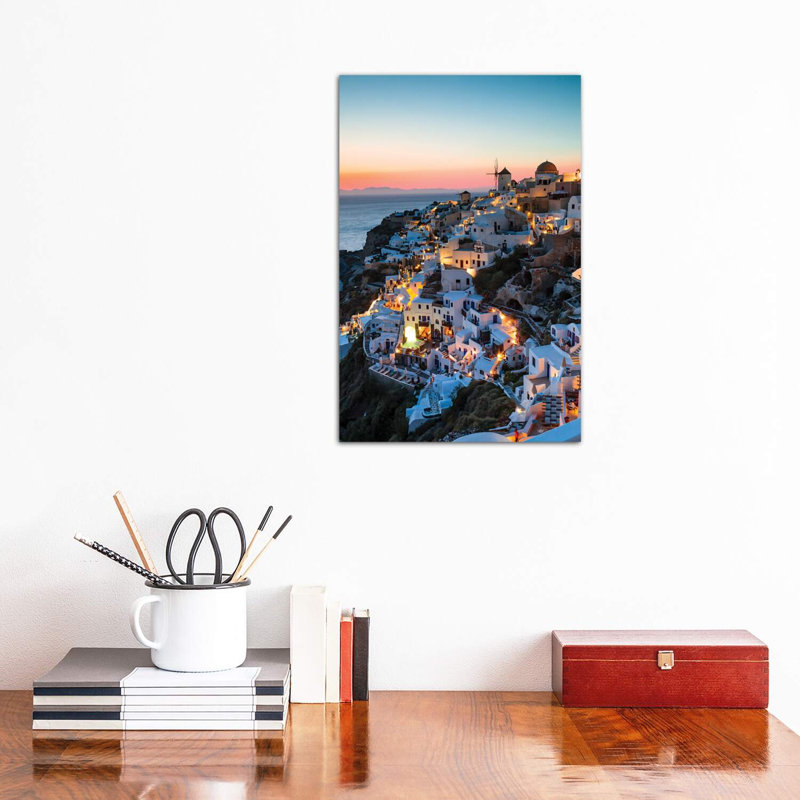 Santorini Evening by Matteo Colombo - Wrapped Canvas Print, 30.48 cm H x 45.72 cm W