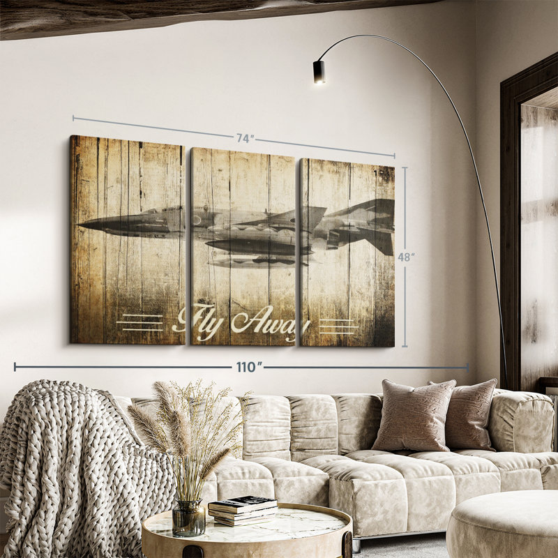«Rustic F-4 Phantom Avion» sur toile, H 48 po x l 74 po x P 1,25 po