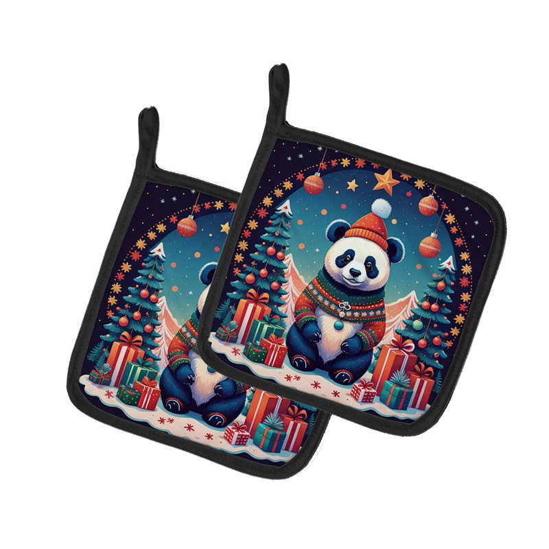 Paire de porte-casseroles Panda Christmas