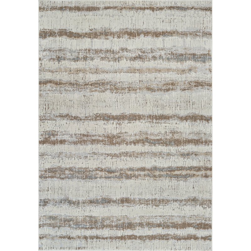 Tapis intérieur rayé beige / brun 5 pi x 8 pi (5 pi 3 po x 7 pi 7 po) Elva de Branch Branch, Rectangle 5 pi 3 po x 7 pi 7 po