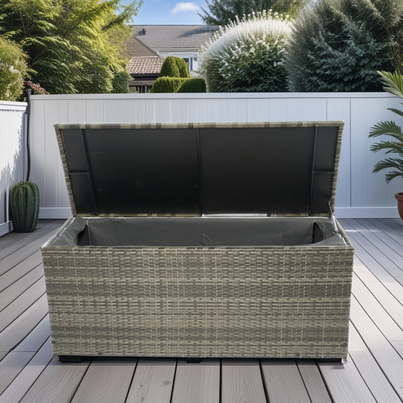 New Classic 53.15'' W 113 Gallons Water Resistant Rattan Deck Box in Gray