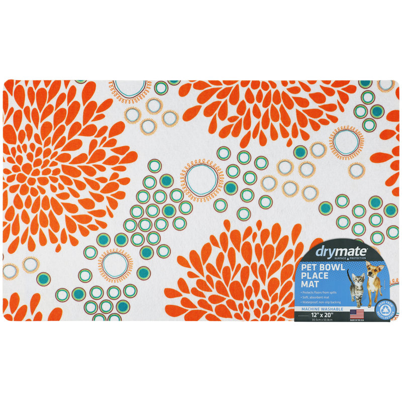 Rejuvenation Orange and Turquoise Pet Feeding Placemat