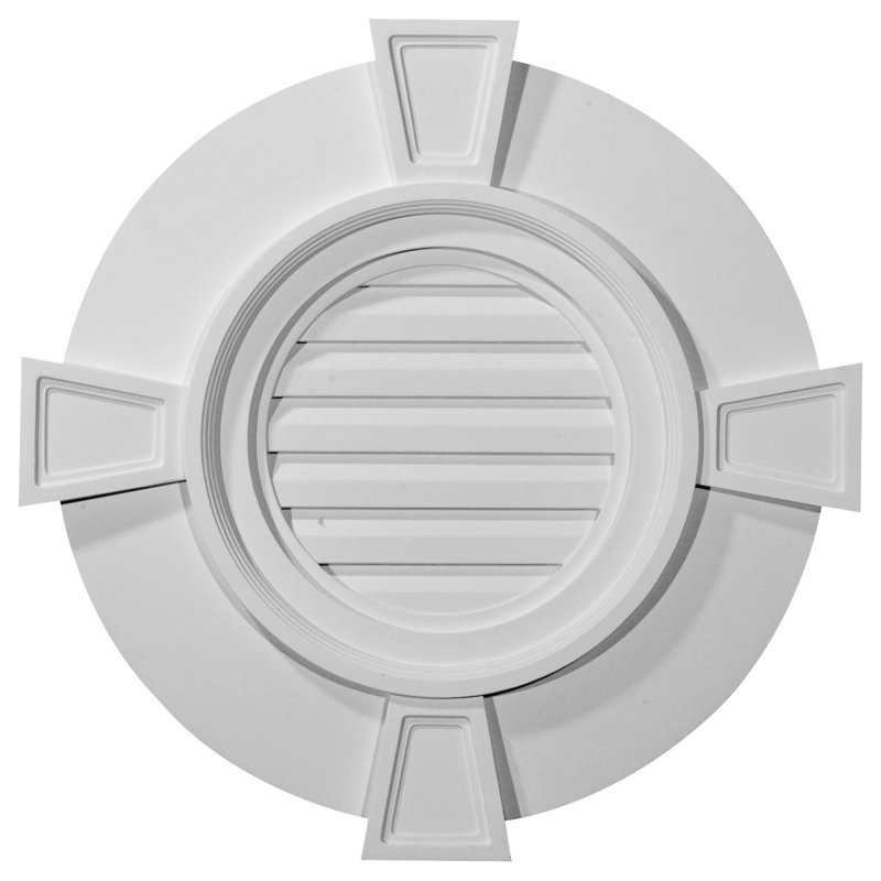 Round with Keystones 24"H x 24"W x 1 1/8"D Gable Vent