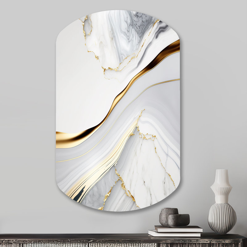 Sofyan Abstract Geode Waves Grey IV - Abstract Asymmetrical Metal Wall Decor, Grey Cylinder Metal Art Print