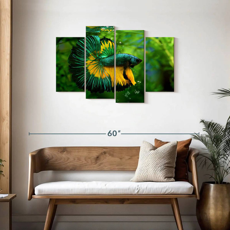 Poisson Betta vert et jaune