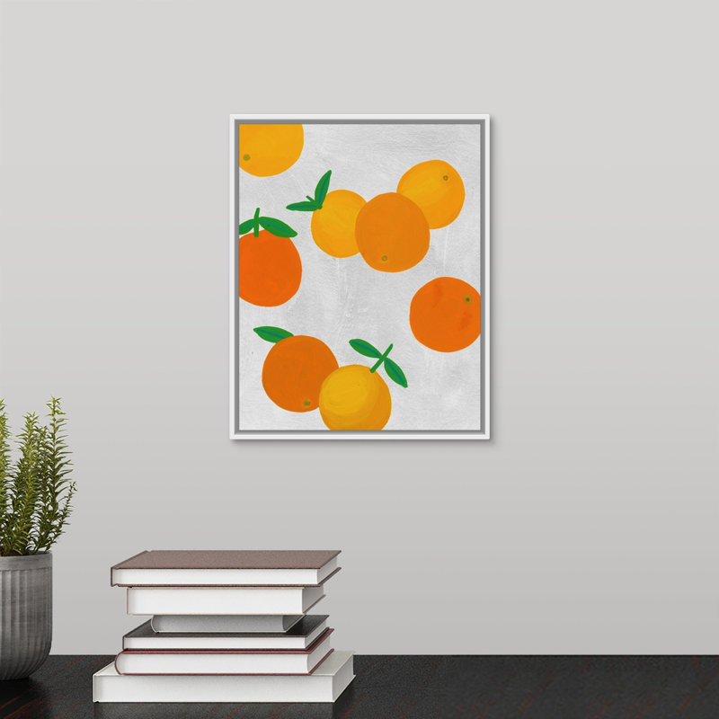 «The Oranges» par The Novogratz - Peinture sur toile, Cadre flottant blanc, H 10 po x l 8 po x P 1,25 po
