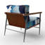 Fauteuil d'appoint abstrait à motif abstrait en marbre Geode Blue I-1776392045