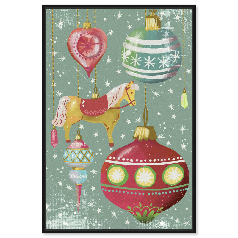 «Ranch Ornaments II» sur toile, «Western Christmas» par One Allium Way®, Cadre noir, H 16 po x l 11 po x P 1,8 po