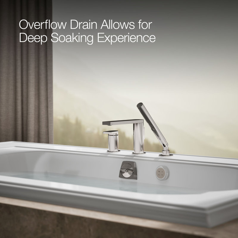Memoirs 72" x 42" Drop In or Undermount Whirlpool Acrylic Bathtub with Heater Included, White