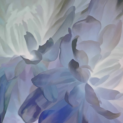 Bleu abstrait floral - peinture sur toile tendue