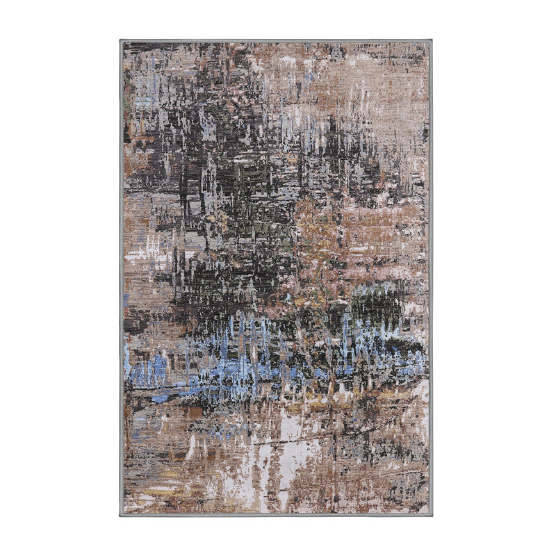 Tapis abstrait gris / brun, Rectangle 5 pi x 7 pi