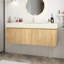 Meuble-lavabo de salle de bain avec lavabo, armoire de rangement murale en contreplaqué avec tiroir et 2 portes, comptoir à motif de travertin avec lavabo Roma-2079718231