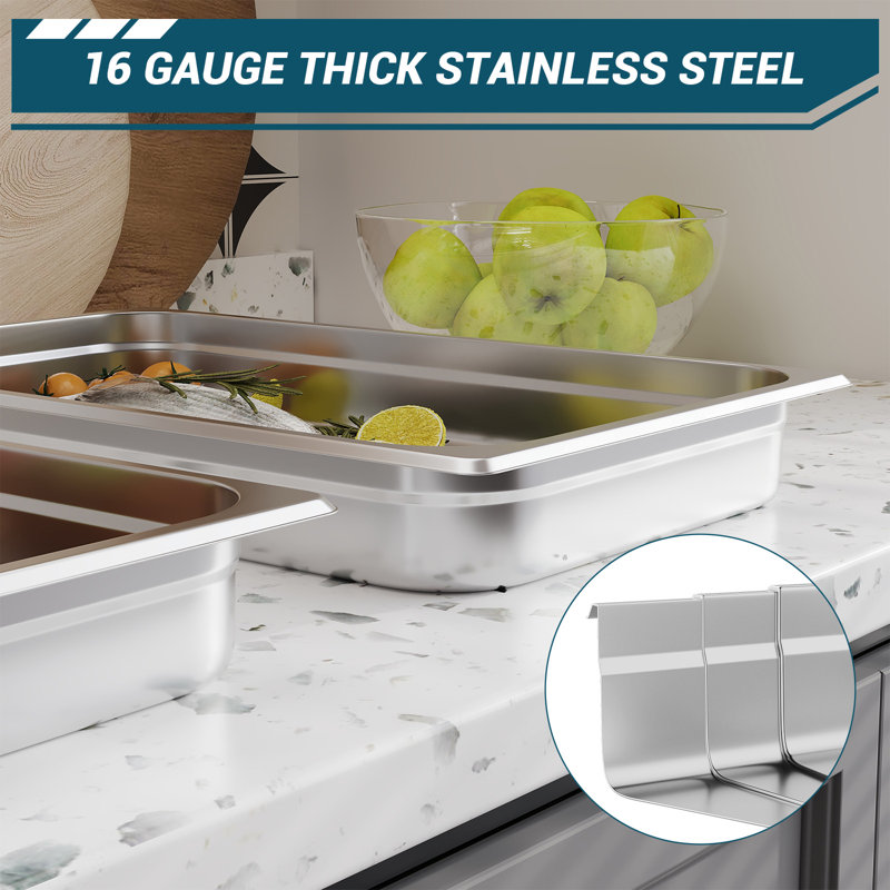 East Urban Home Stainless Steel Tray, 6.5cm H x 53cm W x 32.5cm D