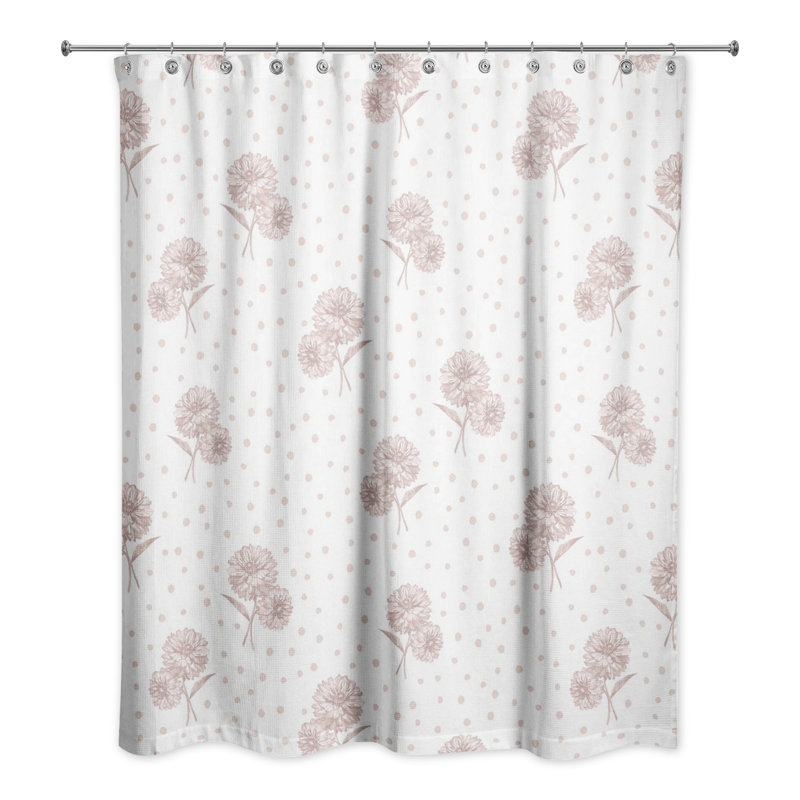 Rideau de douche simple à motif floral, Rose