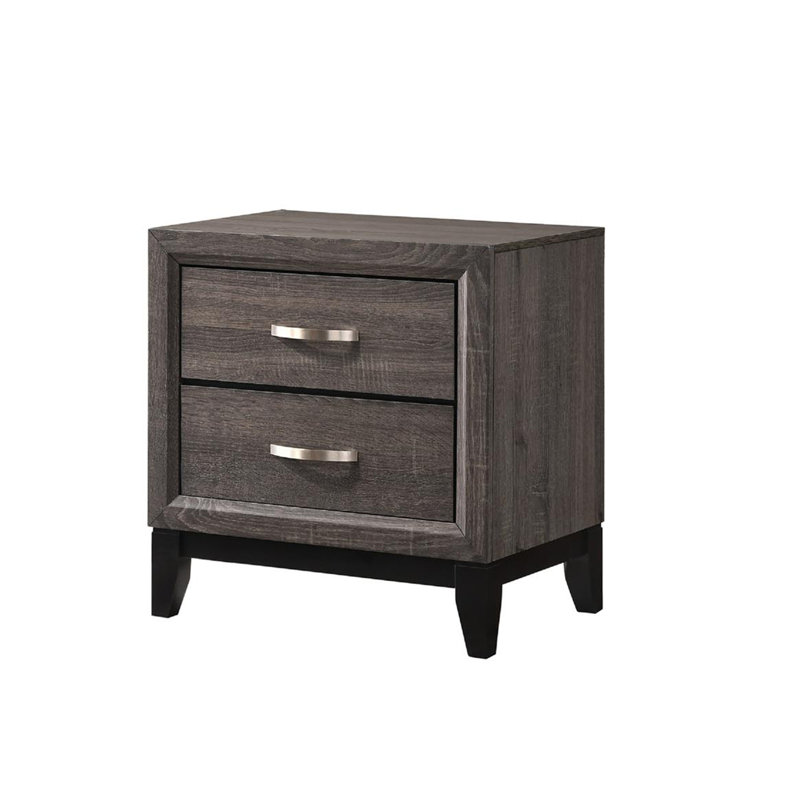 Table de chevet 2 tiroirs Braylea, Gris brun