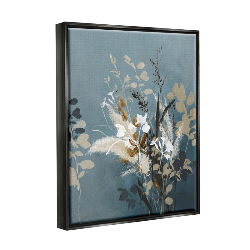 Arrangement moderne de giclées botaniques par Design Fabrikken, H 21 po x l 17 po x P 1,7 po, Cadre flottant noir de jais