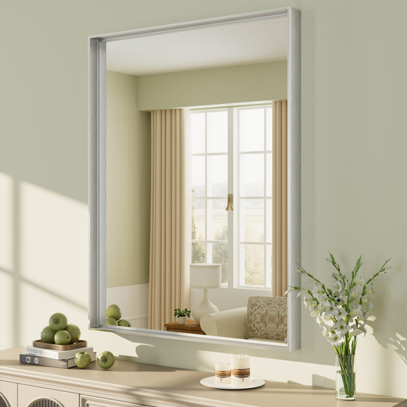 Miroir mural Aevar, 36 po x 28 po, Argent brossé