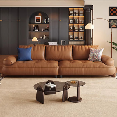 Brown Genuine Leather Modular Sofa