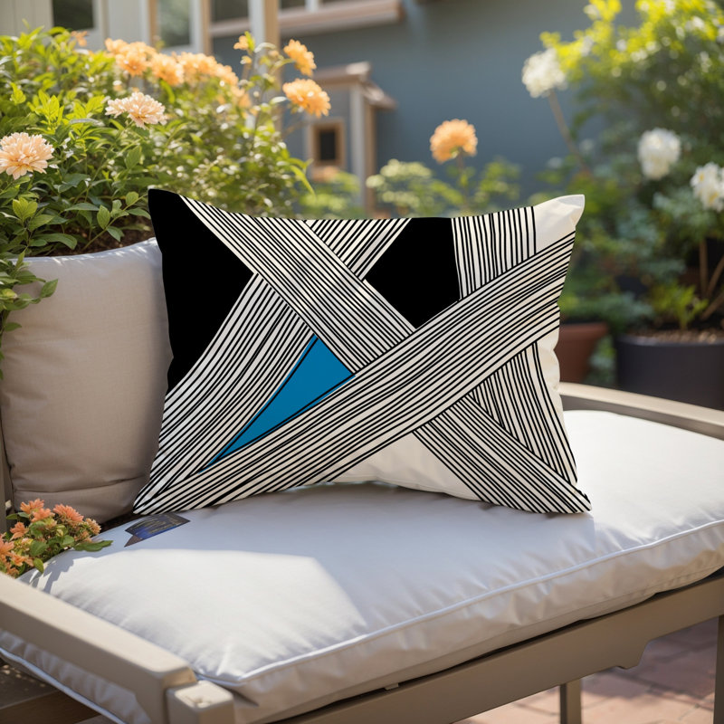 Housse et insert de coussin rectangulaire intérieur / extérieur en polyester filé Cassie, Turquoise, H 14 po x l 20 po