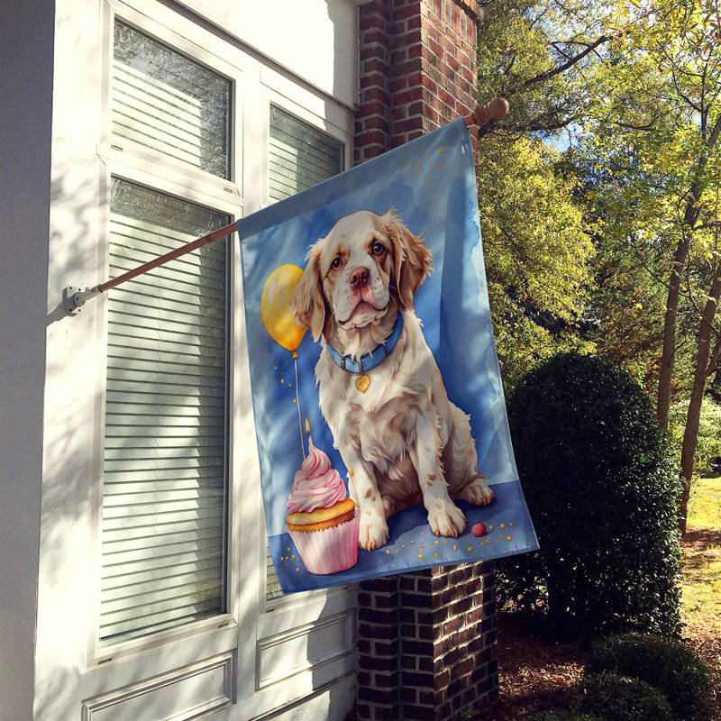 Drapeau «Happy Birthday House», Épagneul clumber