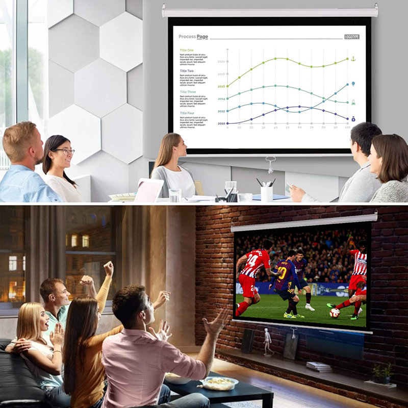 VIVOHOME Manual Projector Screen Projector Screen, 80" Diagonal (49" x 74")