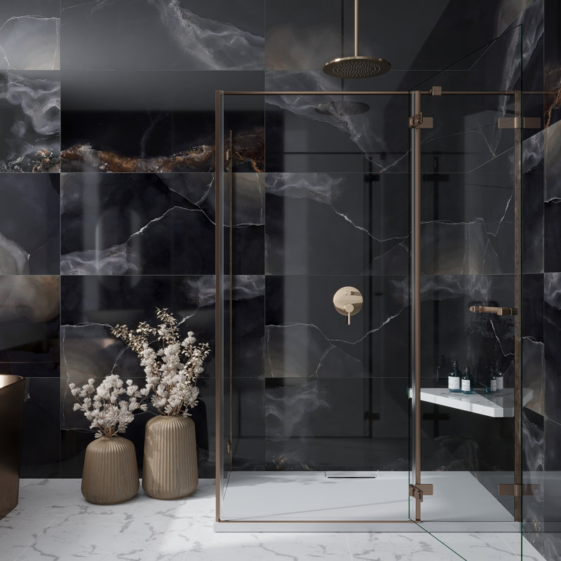 Splendor 24'' W x 48'' L Porcelain Singular Tile, Black