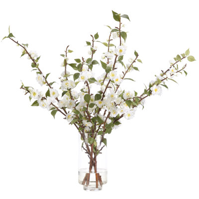Japanese Cherry Blossom, White, Glass Vase, 35wx26dx34h