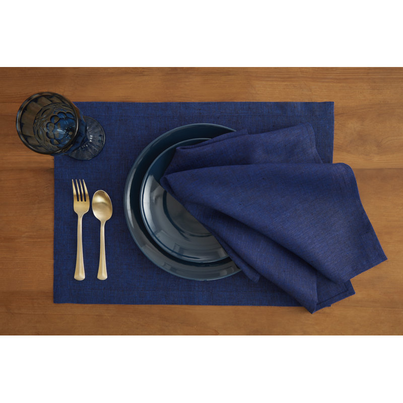 100% Pure Linen Dinner Napkins - Athena, Royal Blue