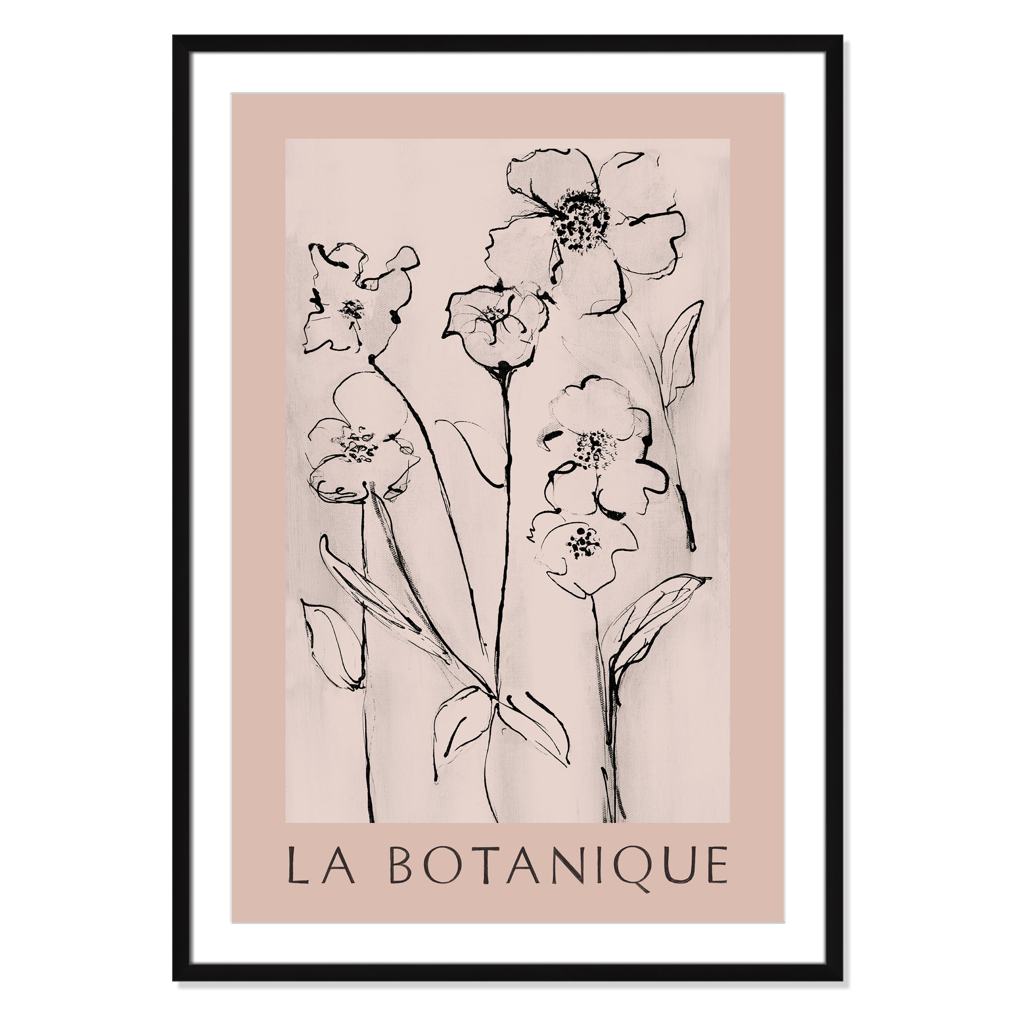 Botanical Poster Collection " La Botanique " by Susan Jill, Black Single Picture Frame, Yes, 41.5" H x 29.5" W x 1.25" D
